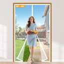 Yotache White Door Net Screen with Magnet Fits Door Size 36 x 80, Screen Size 38" x 81" Doors Mesh Anti-Tearing Reinforced Polyester