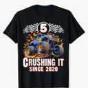 Birthday Monster Truck 5 year Old Boys 5th Party Born 2020 T-Shirt 2XL