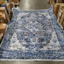 Eleisa 8x10 Area Rugs for Living Room, Blue Machine Washable Low Pile Area Rug, Stain Resistant Vintage Home Decor Rug for Bedroom, Dining Room, Home Office