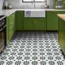 Alow Peel and Stick Floor Tile Green and Black, Self-Adhesive Vinyl Flooring 20Pcs, Waterproof, Reusable, Peel and Stick Flooring for Bathroom, Bedroom, Living Room, Kitchen and Office(11.8x11.8 in) (Flower)