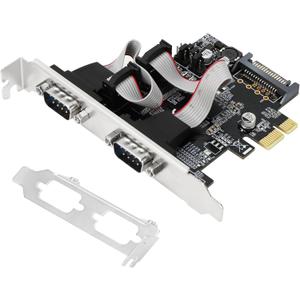 Dual Port PCI Express RS-232 DB9 Serial Port Card for Windows XP, Vista,7, 8.x, 10, 11 32/64bit and Linux PCs, PCIE 2X DB9 Card