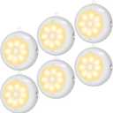 BLS 6-Pack 3.3" Under Cabinet Lighting, Closet Lights Motion Sensored Light Indoor AA Battery Operated, Magnetic Stick on LED Puck Light, Dimmable Under Counter Lights for Kitchen, 3000K Warm White