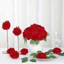 DuHouse 50Pcs Artificial Roses Flowers Fake Roses with Stems Real Touch Foam Flowers for DIY Wedding Bouquet Party Centerpiece Floral Arrangement Party Home Decor(Dark Red)