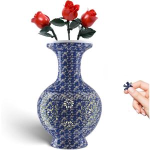 3D Puzzle Vase, 160 Curved Pieces DIY Flower Vase Craft Kit & 3D Puzzles for Adults, Creative Jigsaw Art Project Home Dcor Centerpiece, (C-Midnight Blue Blossom)