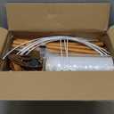 LEPOWER Wood Tripod Floor Lamp, Mid Century Standing Lamp for Living Room, Flaxen Lamp Shade, Modern Design Standing Lamp with E26 Base, Tall Floor Light for Bedroom, Study Room and Office Brown