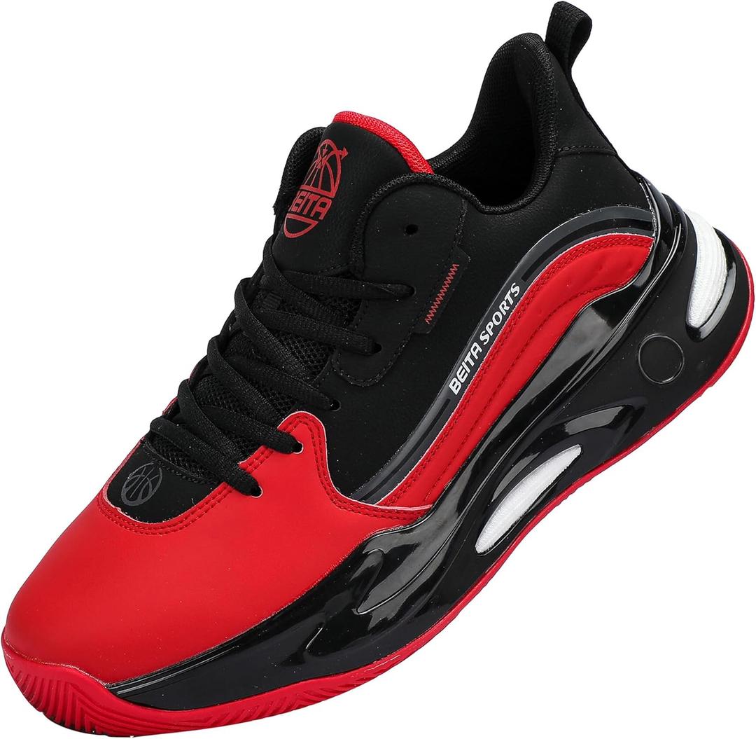 Beita High Upper Basketball Shoes for Men Sneakers Breathable Sports Shoes Anti Slip (8.5, Classic Redblack)