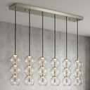 6-Light Farmhouse Chandelier Clear Glass Shade Linear Pendant Hanging Lighting Fixture