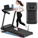 Treadmill with 0-16% Auto Incline, 0.6-7.5MPH Walking Pad Treadmills for Home, 3.0 HP Low Noise Foldable Treadmill with Handle Bar and LED Display, Walking Running Machine, 350LBS Capacity