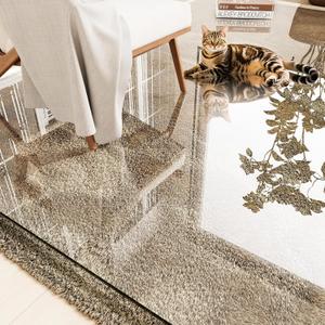 Tempered Glass Chair Mat 48"x40"  Ultra-Clear Office Chair Mat for Hardwood Floors & Low-Pile Carpets  Heavy-Duty 0.2" Scratch-Resistant Surface with Non-Slip Pads  Supports 1,000 lbs