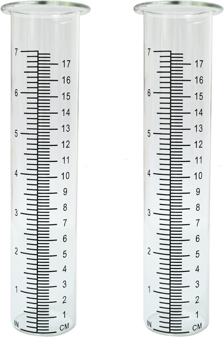 7" Plastic Rain Gauge Replacement Tube, 8.25 x 2.25 x 1.75 inches Cold Resistance Crack Resistance for Outdoor Garden Yard Home, 2PCS