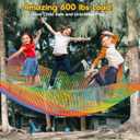 Kids Playground Climbing Cargo Net - 6.5 x 9.8Ft Kids Playground Safety Net,Polyester Double Layers Rope Bridge Net for Tree House and Outdoor AdventureRainbow