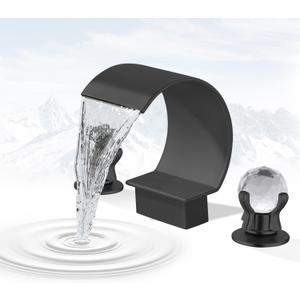 Bathroom Sink Faucet 3 Hole Widespread Waterfall Bathroom Faucets with Crystals Handles Basin Mixer Tap 8-Inch High Arc Vanity Faucet with Supply Hose, Matte Black