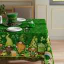XCHI Gnomes Green Hats Shamrocks Clovers Coins Rainbow St. Patrick's Day Tablecloth Rectangle Table Cloth Washable Table Covers for Indoor Dining Home Party Decorations 52x70 Inch