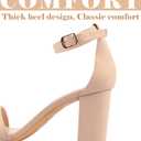 Ankis Heels for Women Open Toe Ankle Strap Chunky Heel Sandals 2.75 Inch (Nude Nubuck)