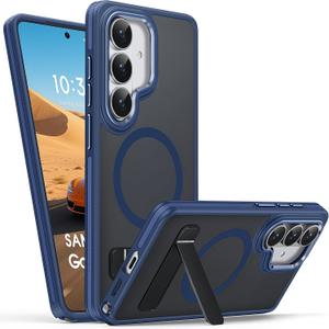 Misscase Case for Samsung Galaxy S26 with Stand, Compatible with MagSafe, Military Grade Drop Protection, Slim Translucent Matte Scratch & Slip Resistant Bumper Cover (6.3"), Blue