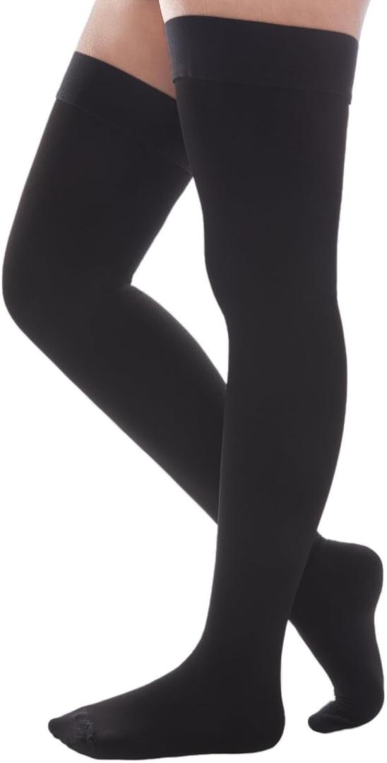 20-30 mmHg Thigh High Compression Socks for Women & Men, Closed Toe Compression Stockings Graduated Support for Treatment Varicose Veins Swelling (Medium)