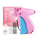 Handheld Stitch Tag Gun for Clothes, Quick Clothing Fixer, Tagging, Sewing Kit Includes 6 Needle, 1000 Black Fasteners & 1000 White Fasteners, Pink Blue