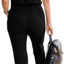 KIRUNDO Women 2026 Summer Jumpsuits Casual Sleeveless Drawstring Elastic Waist Romper Vacation Cruise Airport Travel Outfits (Black, L)