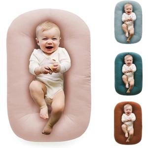 Baby Lounger Play Mat,Baby Lounger for Newborn Tummy Time for Babies in Bed,0 Angle Newborn Loungers Babies Nest for Boys & Girls 0-12 Months(Pink)