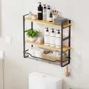Bathroom Shelves Over Toilet Storage - 3 Tier Large Wall Mounted Shelves for Bathroom - Over Toilet Organizer - Adjustable Stand Shelf Rack for Kitchen Living Room - Black Oak, 20.65"l X 6.30"w X 20.47"h