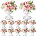 Gerrii 12 Pcs Vases for Centerpieces Metal Compote Vases Urn Planter Trumpet Flower Stand Small Pedestal Flowers for Wedding Table Reception Birthday Anniversary Ceremony Home Decor, 5.91 Inch(White)