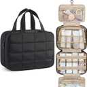 BAGSMART Travel Toiletry Bag for Womne, Hanging Travel Bag for Toiletries, Puffy Makeup Cosmetic Bag Organizer, Carry-on Travel Accessories Essentials, Black