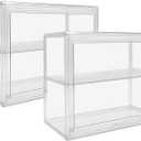 2 Pack Acrylic Display Case, 2/3 Layer Adjustable Figure Display Case, Wall-Mounted Dustproof Showcase for Collectibles Action Figure (2, 2 Tiers)