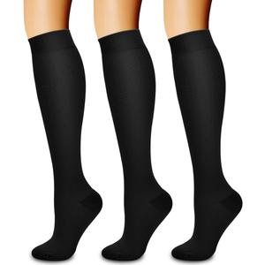 Laite Hebe 3 Pack Medical Compression Sock-Compression Sock For Women and Men Circulation -Best for Running,Nursing,Athletic Sports (Large-X-Large, 01-black)
