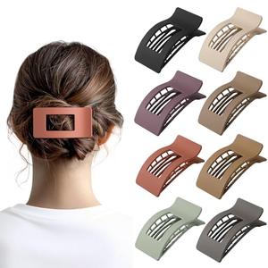 Pack Of 2 8 Pack French Flat Hair Clips for Women – Large Matte No-Slip Claw clips for Thick & Thin Hair, Strong Hold Styling Barrettes Accessories (Neutral)