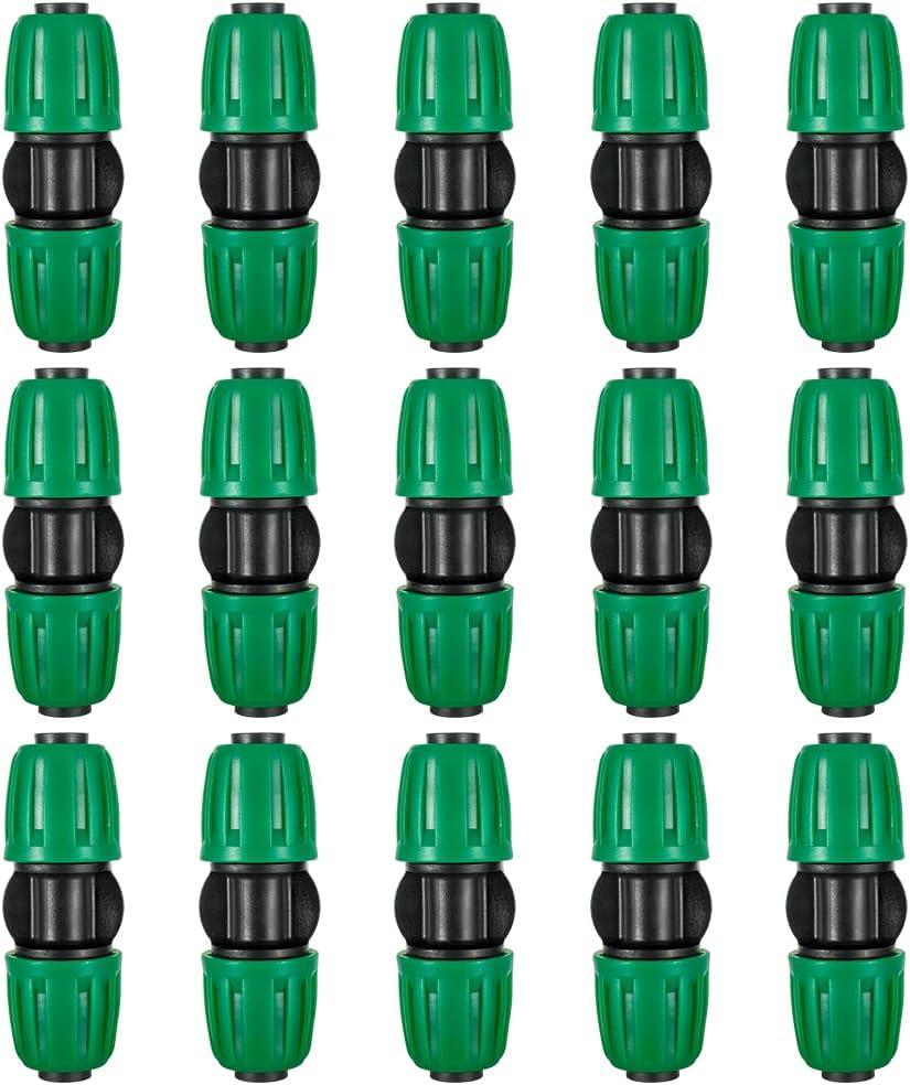15 Pcs 1/2 Inch Irrigation Tubing Coupling Fittings Connectors, (1/2" ID x0.6-0.63" OD) Drip Line Couplings Anti-Drop Barbed Coupler Connectors for 1/2" Drip Irrigation Tubing System Connection