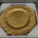 MAONAME 13" Gold Charger Plates, Round Reef Chargers for Dinner Plates, Plastic Plate Chargers for Table Setting, Wedding Decor, Set of 12