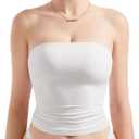 SUUKSESS Women Sexy Tube Top Summer Y2K Going Out Double Lined Basic Tank Top (Snow White) ,XS