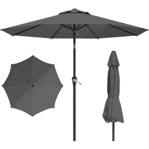 10FT Patio Umbrella, Outdoor Umbrella with Push Button Tilt and Crank, 8 Sturdy Ribs, UV Protection & Waterproof Market Umbrella for Pool, Backyard, Beach,Deck (Gray)