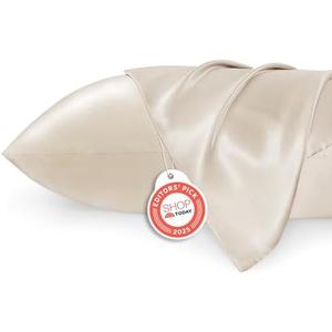 Bedsure Satin Pillowcases, Similar to Silk Pillow Cases Queen Size Set of 2, Cooling Pillow Case for Sleeping Women with Envelope Closure, Gifts for Women Men, Beige, 20x30 Inches, 2pcs