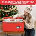 Christmas Ornament Storage Container with Dividers - Box Stores Up to 54 Ornaments, Zippered, Convenient, Adjustable, Large Organizer Bin to Protect Holiday Dcor, Fits Most Standard Size, Red