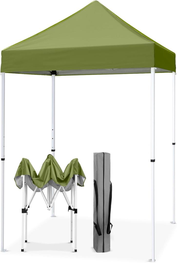 EAGLE PEAK 5x5 Pop Up Canopy Tent Instant Outdoor Canopy Easy Set-up Straight Leg Folding Shelter, Grass Green