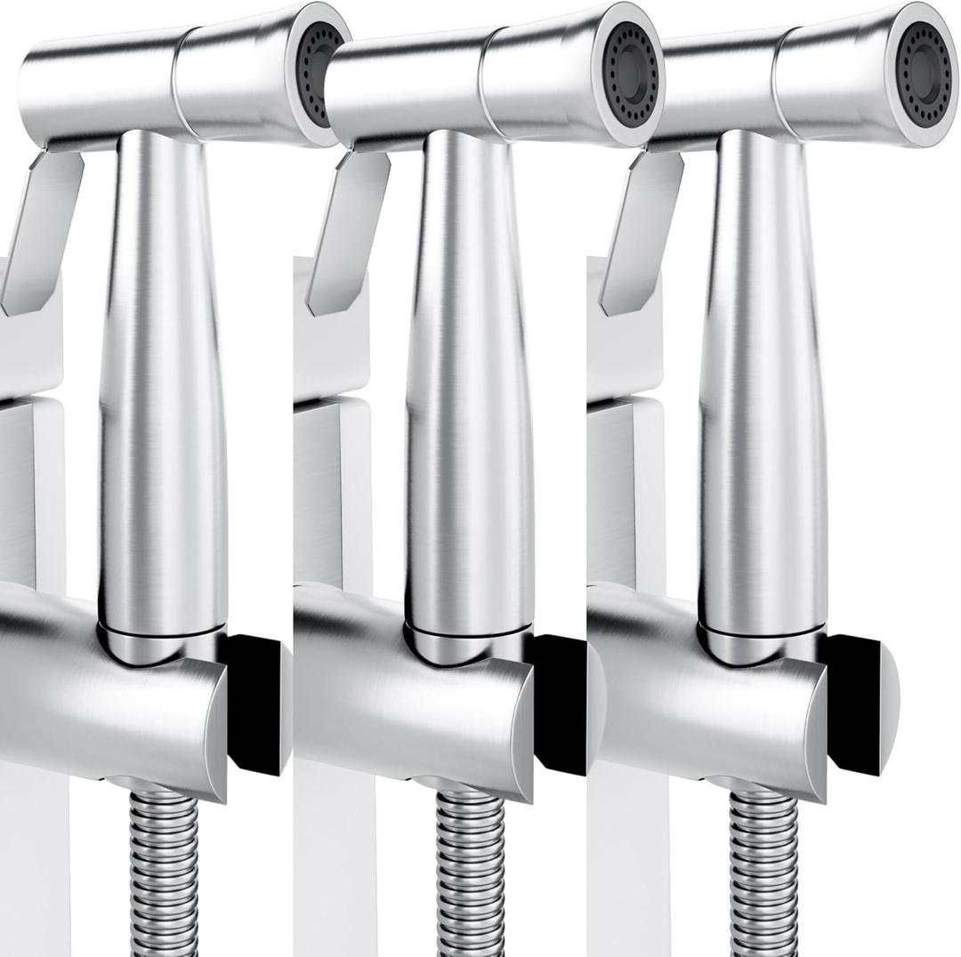 Purrfectzone 3 Pack Bidet Sprayer for Toilet, Handheld Bidet Sprayer Kit, Easy-to-Install Toilet Bidet Shattaf Set, Hand Held Stainless Steel Shower with Adjustable Flow, Cloth Diaper wash