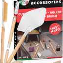 Premium Pizza Oven Accessories Kit - 6-Piece Set for Home Pizza Making: Includes Pizza Peel, Oven Brush, Bubble Popper Turner, Rocker Cutter, Dough Roller & Scraper