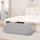 B FSOBEIIALEO Ottoman with Storage for Living Room, Sherpa Folding Storage Ottoman Foot Rest, 43.3 Inches Collapsible Bedroom Bench Grey, 43.3"*15"*15"