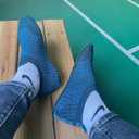 Adult Lightweight Slip-on Grip Indoor House Slippers Non-slip Barefoot House Home Shoes for Women Men (6-6.5 Women/4.5-5 Men, 2005bluecyan)