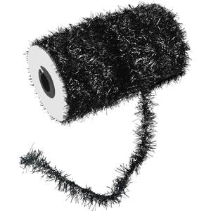 50 Yards Christmas Tinsel Garland Thin Glitter Metallic Holiday Twist Tinsel Garland Decoration for Christmas Tree Birthday Party Wedding Gift Wrapping Decorations Supplies(Black)
