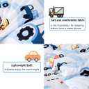 PERFEMET Car Toddler Bedding Kids 4 Pieces Bed in A Bag for Boys Vehicles Truck Toddler Girl Comforter Sets with Bed Sheets Modern Bedroom Collection, White