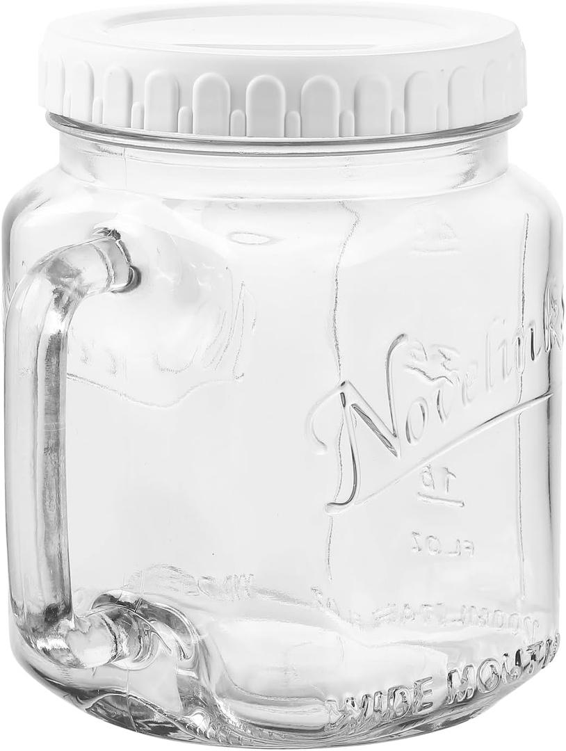 74 Oz Glass Mason Jars, Wide Mouth Jar with Airtight Lid & Handle, Large Glass Sugar Container, Storage Jar for Pickle (1 Pack)