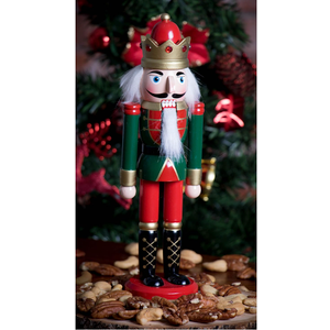 Clever Creations Red and Green King 10 Inch Traditional Wooden Nutcracker, Festive Christmas Décor for Shelves and Tables