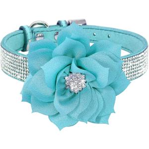 Serijoars Small Dog Collar with Rhinestone Crystal Diamond Colorful Bling Girl Puppy Cat Collars (L, Light Blue6) Serijoars Small Dog Collar with Rhinestone Crystal Diamond Colorful Bling Girl Puppy Cat Collars (L, Light Blue6)