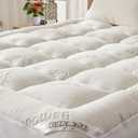 BEDLORE Queen Mattress Topper Viscose Derived from Bamboo, Thick Pillow Top Mattress Pad with Stretchable Pockets for 6-18 inches Mattress, Soft Breathable Mattress Topper for Back Pain Relief (White)