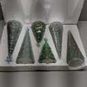 Set of 6 Illuminated Mercury Glass Christmas Tree Tabletop Tree Figurines with LED Lights Battery Operated Lighted Christmas Table Centerpieces for Indoor Fireplace Mantel Decorations(Modern)