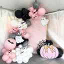 Halloween Balloons Arch Kit Pink and Black Balloons Garland with Ghost Foil Balloon 18 Inch Striped Balloon for Girls Night Pink Halloween Boo Spooky One Scary Birthday Baby Shower Party Decor