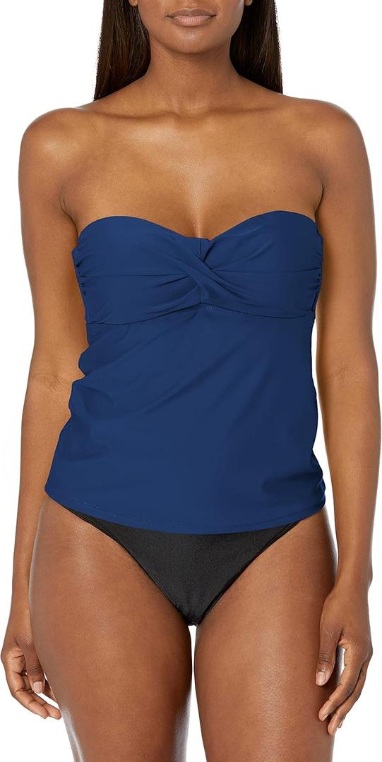 Catalina womens Twist Front Bandeau Tankini Swimsuit (Small, Navy)