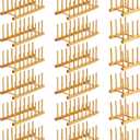 Zopeal 18 Pcs Bamboo Wooden Plate Racks Dish Rack Stand Holder 3/6/ 7 Slots Drainboard Drying Drainer Kitchen Cabinet Organizer for Dish Plate Bowl Cup Pot Lid Book